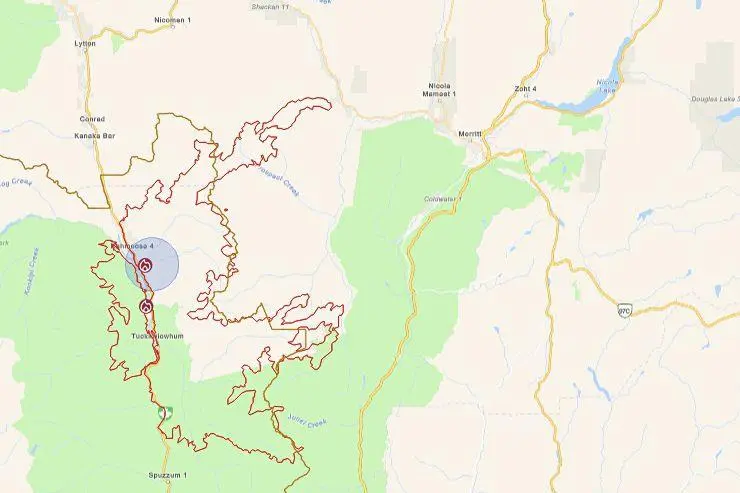 Ainslie Creek wildfire burns to Alexandra Tunnel in Fraser Canyon